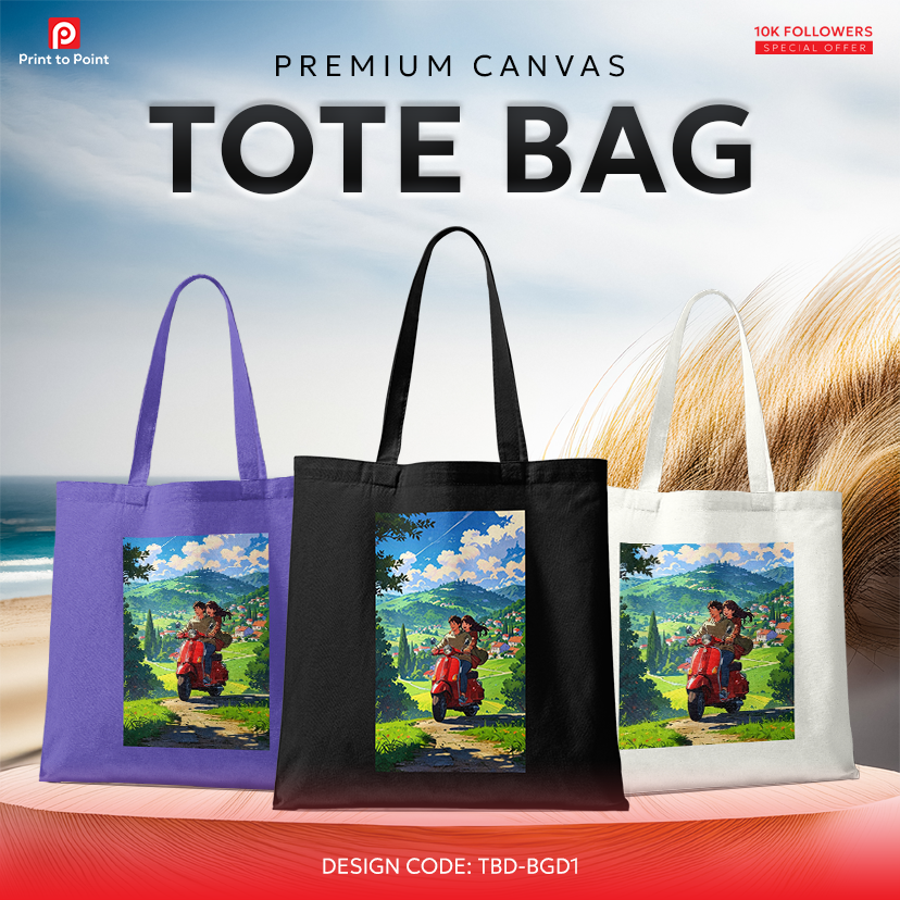 Couple Anime Bike Ride | Canvas Tote Bag with Zipper | Reusable user friendly bag | Single Side Print