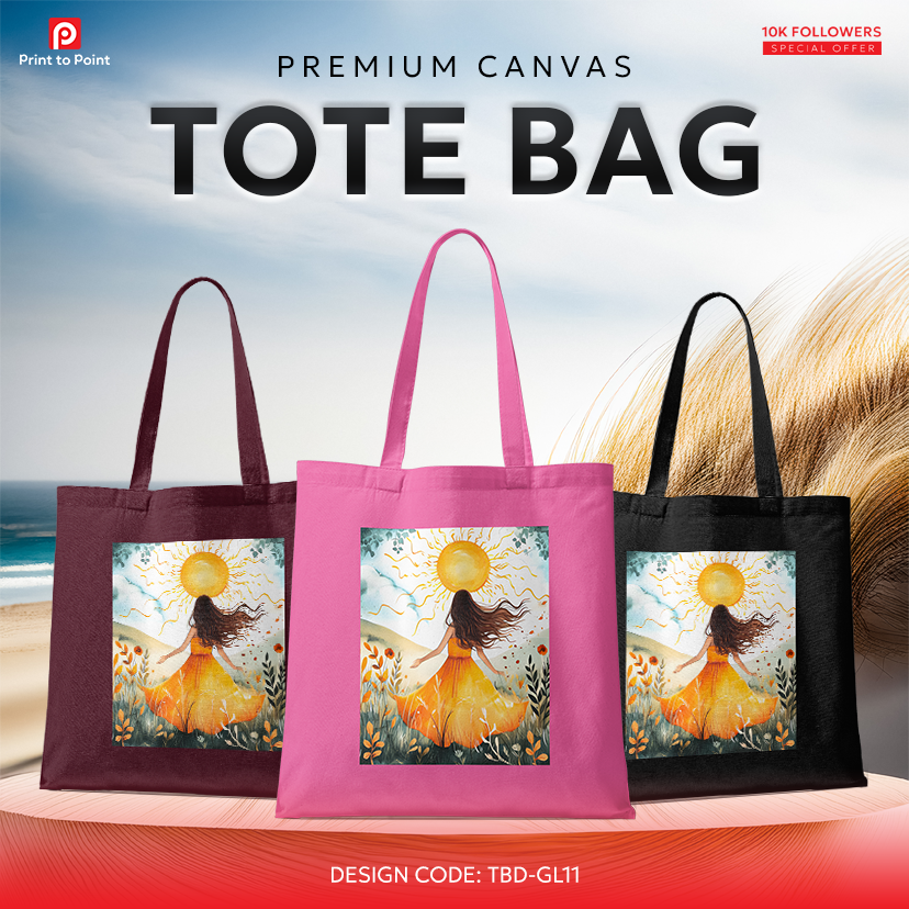 Canvas Tote Bag with Zipper | Reusable user friendly bag | Single Side Print